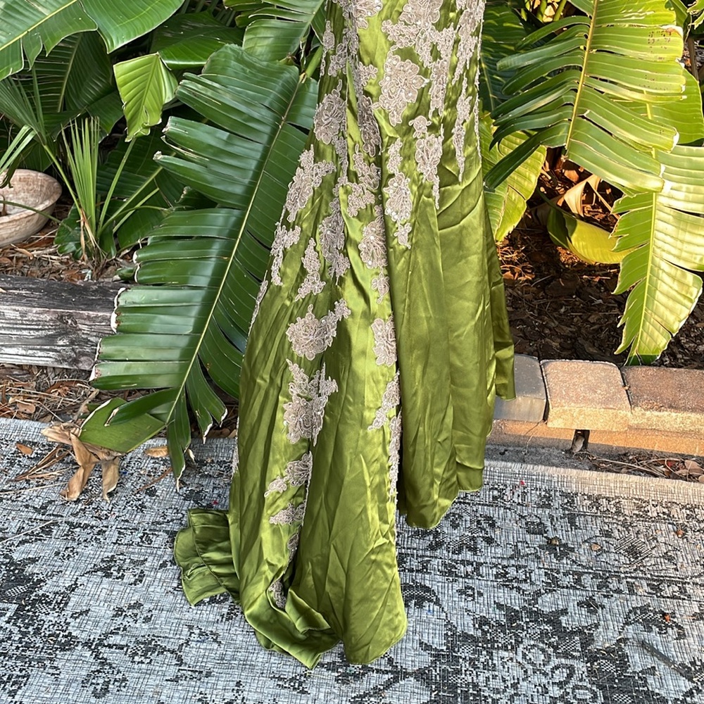 Jovani floral satin lace mermaid dress with train - Picture 4 of 13